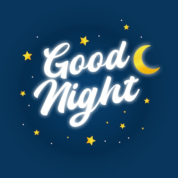 Vetor boa noite e bons sonhos design de letras brilhantes