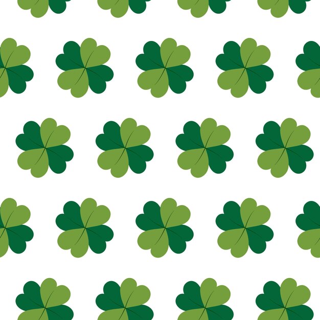 Boa sorte trevo deixa padrão sem costura na moda verde St Patrick saudação ou conceito de papel de parede