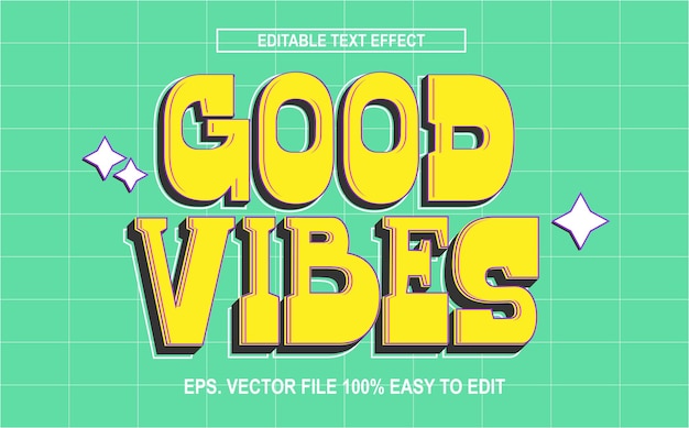 boas vibrações efeito de texto editável estilo retro
