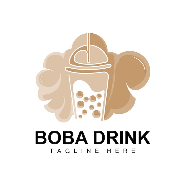 Vetor boba bebida logotipo design moderno geléia bebida bolha vetor boba bebida marca ilustração de vidro