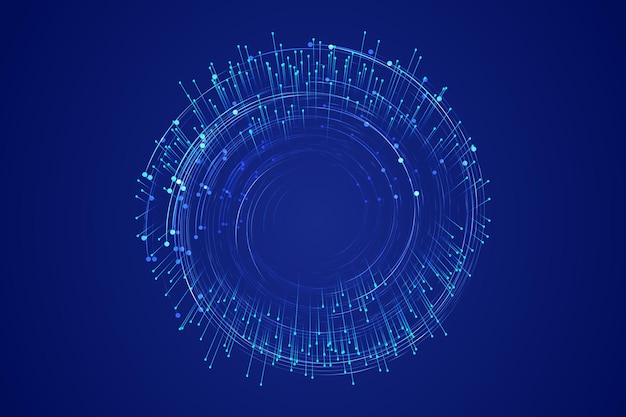 Bobina espiral emitindo ponto de linha de partícula de tecnologia de internet fundo de big data