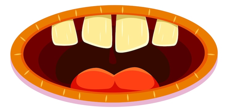 Vetor boca aberta com dentes de monstro cara de criatura assustadora isolada em fundo branco