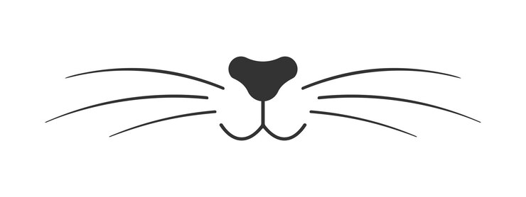 Vetor boca de nariz de cão ou gato e bigodes desenho de sinalização para salão de higiene e banho de animais de estimação