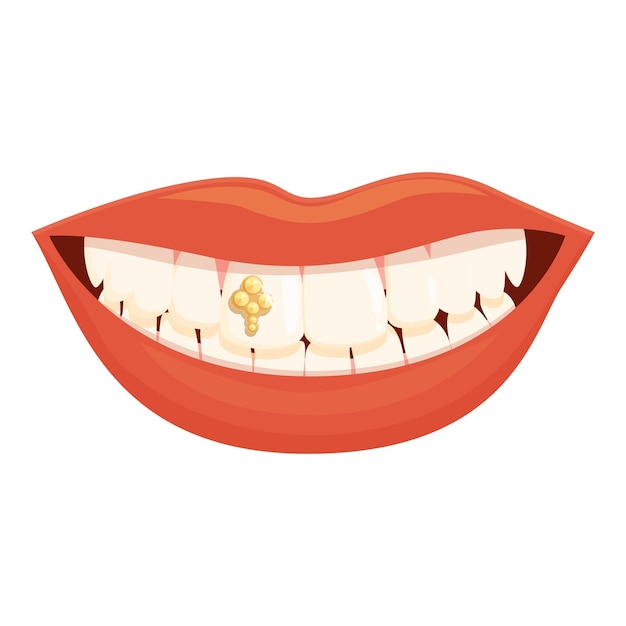 Vetor boca dente gem ícone desenho animado vetor atendimento odontológico sorriso de mulher