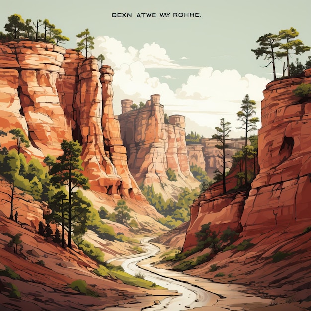 Bohemian vector bryce canyon wall street em fundo branco