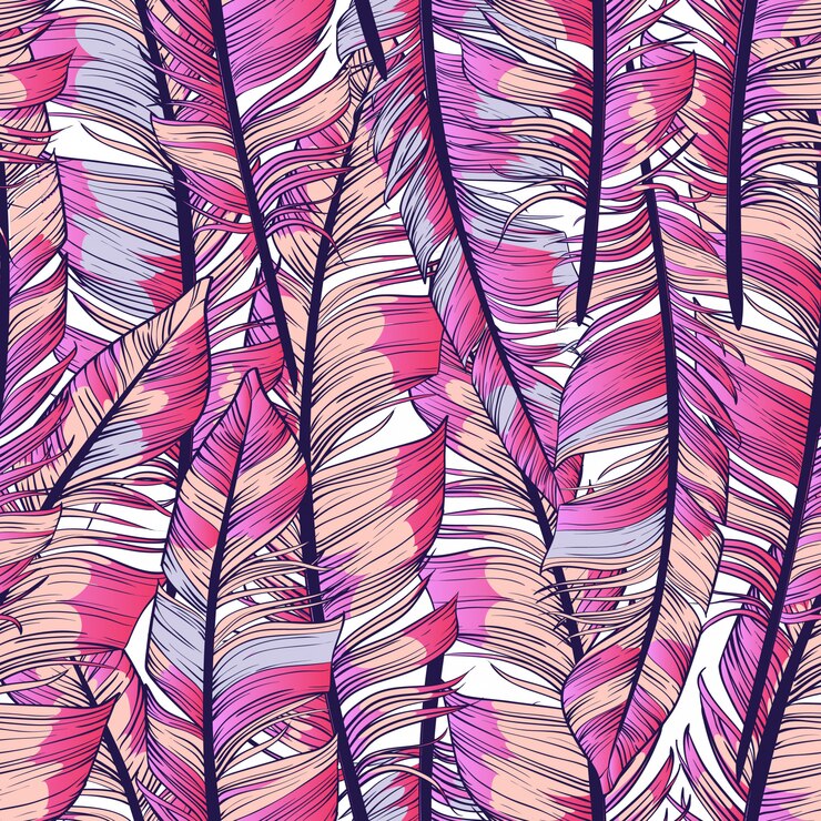 Boho bonito padrão sem emenda com penas cor de rosa