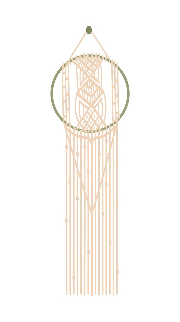 Vetor boho malha macramê feito de cordão de algodão