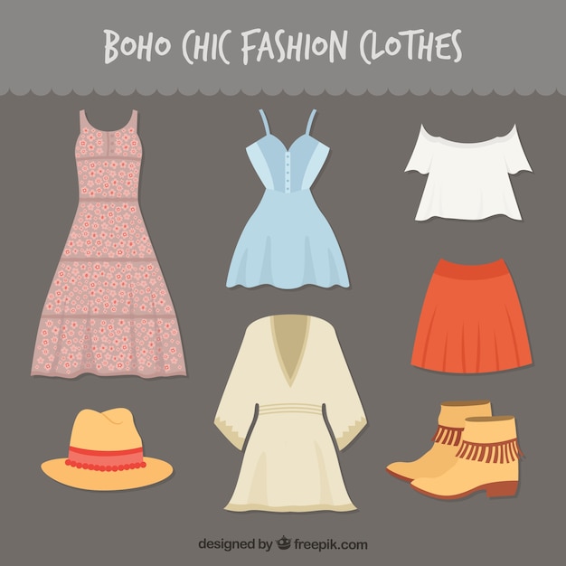 Vetor boho roupas da moda chique