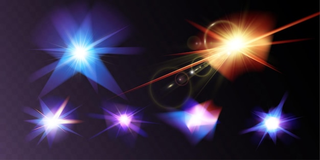 Bokeh de holograma brilhante de cristal de estrela leve conjunto de efeitos de cor transparentes