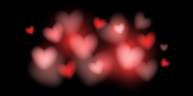 Bokeh em forma de coração fundo festivo Corações brilhantes e brilhantes