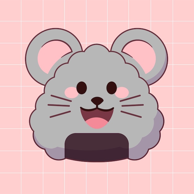 Bola de arroz de rato bonito com expressão kawaii