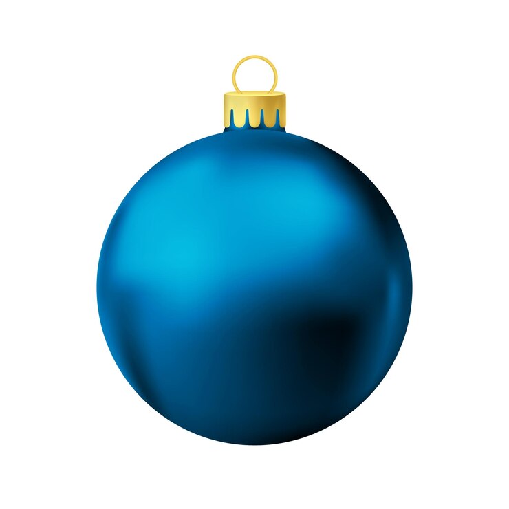 Vetor bola de árvore de natal azul com estrela dourada
