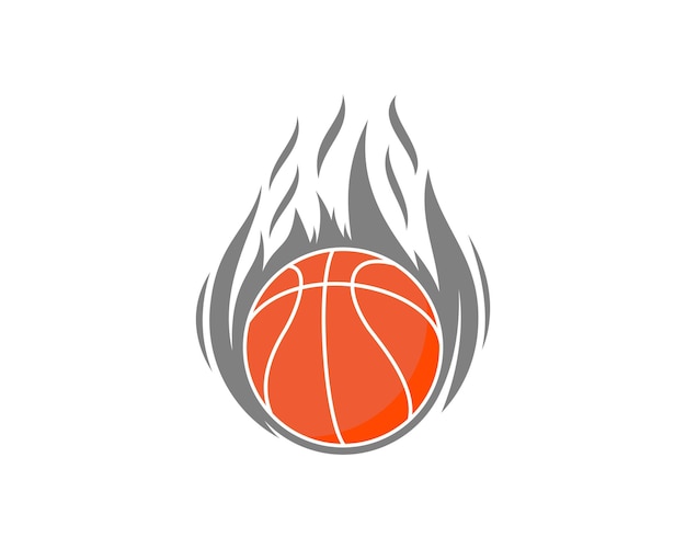 Bola de basquete com logotipo de chama de fogo