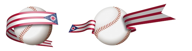 Bola de beisebol em fitas com as cores do estado americano de ohio elemento de design para competição esportiva