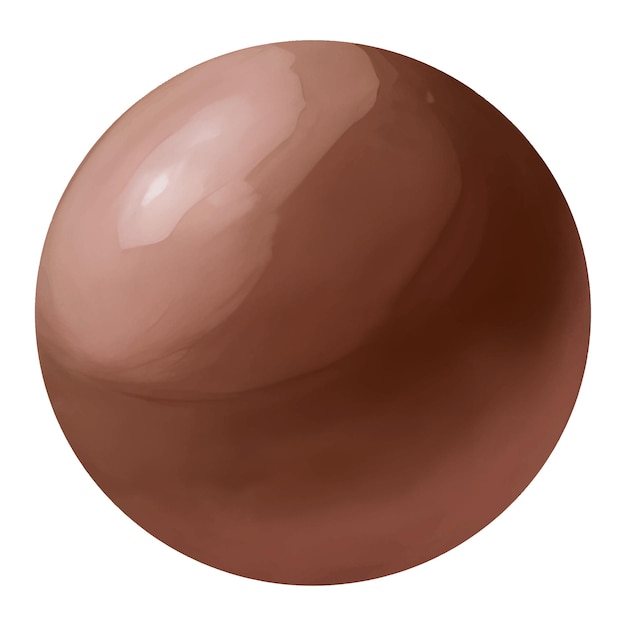 Bola de chocolate de leite isolada ilustração detalhada de pintura desenhada à mão