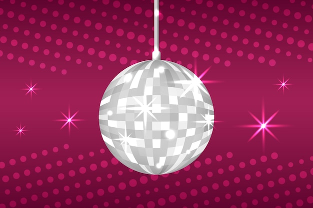 Bola de discoteca brilhante no fundo bola de discoteca dourada brilhante equipamento de festa de clube noturno bola de espelhos luminosos