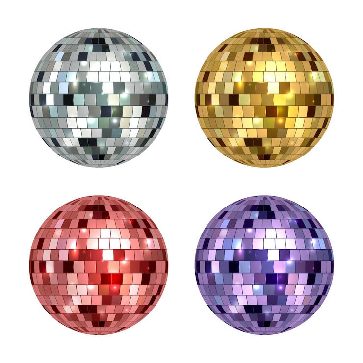 Vetor bola de discoteca. espelho refletido bola glamourosa do círculo para modelo realista de vetor decente festa de dança de clube noturno. ilustração luz de bola de discoteca de festa, espelho de entretenimento