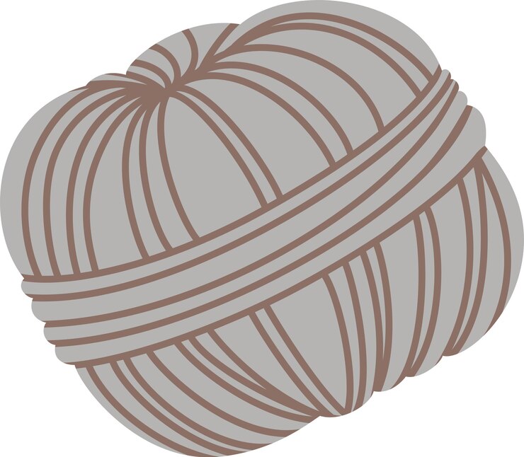 Vetor bola de fio cinza embrulhada em fio castanho criando uma atmosfera calorosa e convidativa para artesanato aconchegante e projetos diy ideais para hobbies intermináveis e expressões criativas