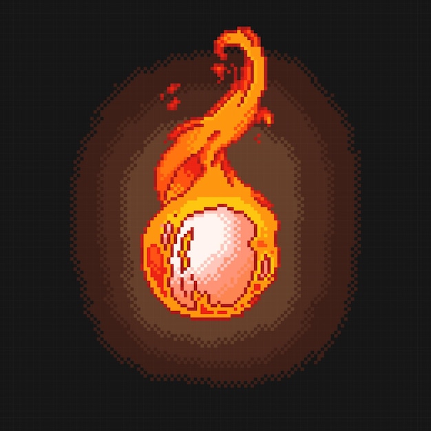 Bola de fogo vermelha em estilo pixel art