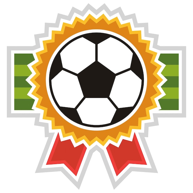 Vetor bola de futebol arrafada com uma fita ao redor e uma estrela