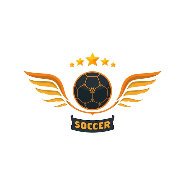 Vetor bola de futebol criativa com asas e estrelas - modelo de logotipo