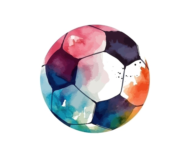 Vetor bola de futebol desenhada à mão aquarela desenho de ilustração vetorial