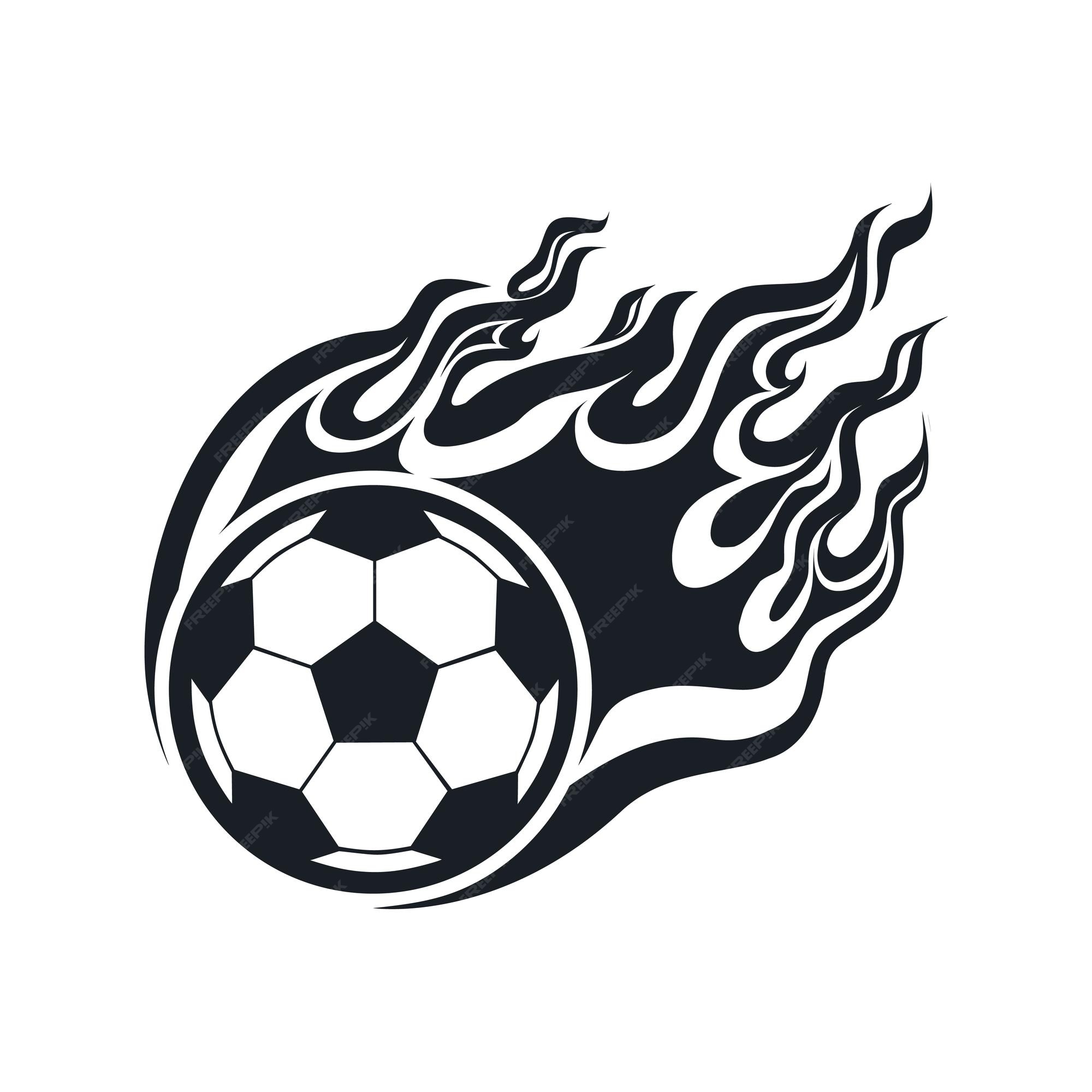 Bola de futebol em chamas de fogo ícone de desenho animado de bola de fogo  de futebol logotipo de bola rápida em movimento isolado