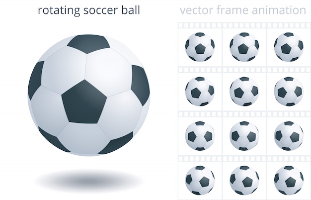 Bola de futebol giratória. 3D realista object.12 frames por segundo. Sequência de quadros.