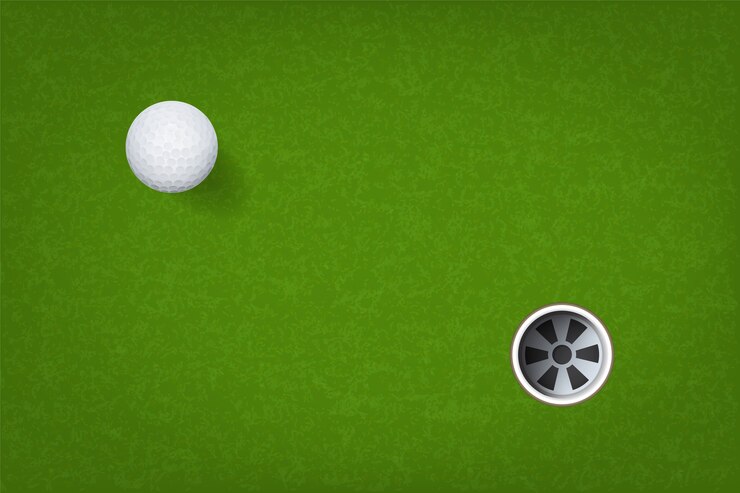Vetor bola de golfe e buraco de golfe.