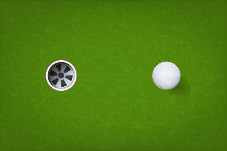 Vetor bola de golfe e buraco de golfe.