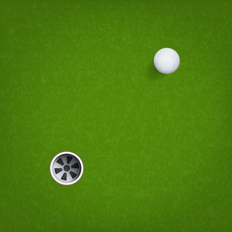 Vetor bola de golfe e buraco de golfe.