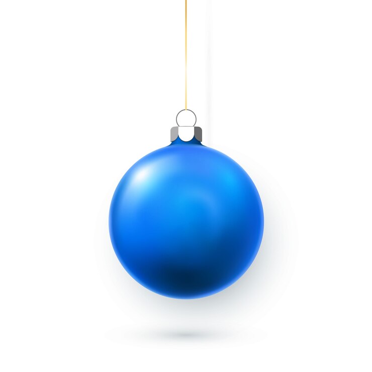 Vetor bola de natal azul. modelo de decoração de férias.