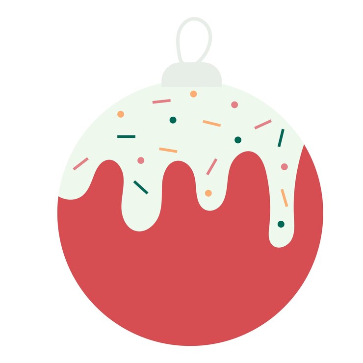 Vetor bola de natal desenhada à mão decoração de cobertura de gotejamento ilustração plana