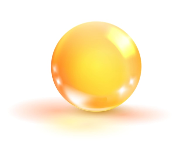 Bola de óleo dourada gota realista de soro amarelo