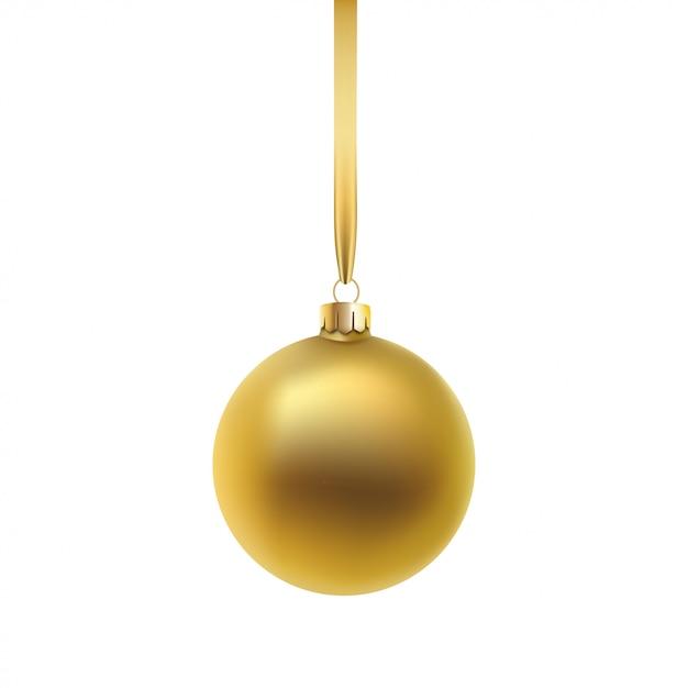 Vetor bola de ouro de natal, sobre fundo branco.