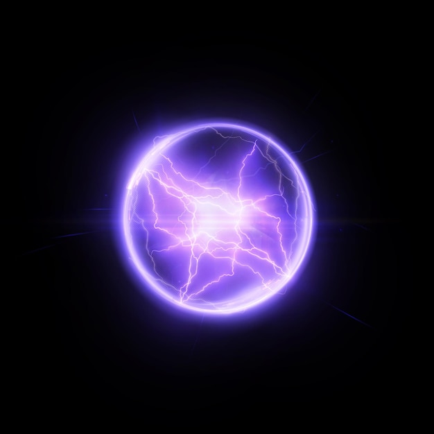 Bola de plasma mágica efeito de luz translúcida abstrata com uma explosão de relâmpago de bola elétrica