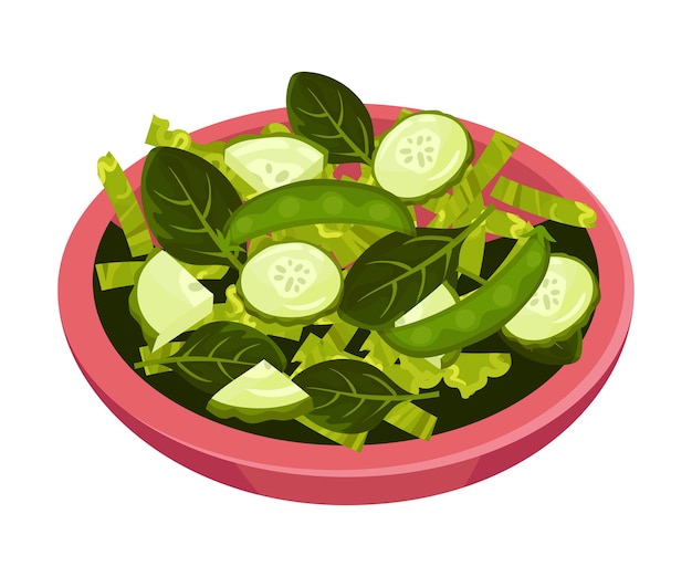 Bola de salada com vegetação ilustração vetorial cobiça ingredientes orgânicos no conceito de preparação de salada