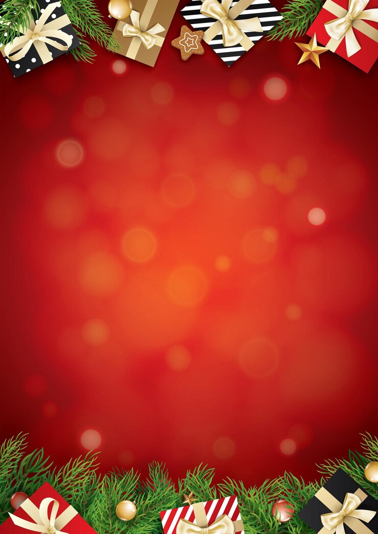 Vetor bola de vidro de natal e fundo vermelho giftbox com espaço para texto