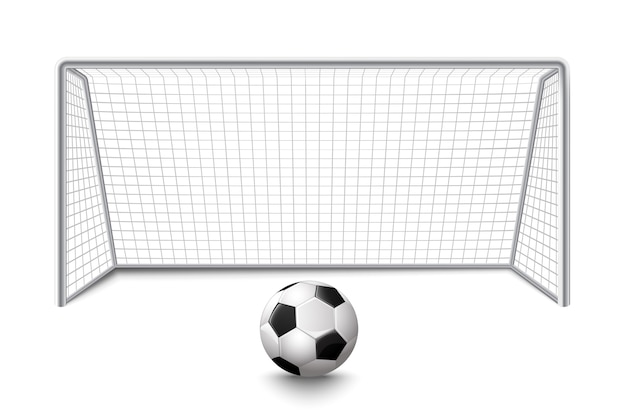 Vetor bola e gol de futebol isolados realistas. ilustração