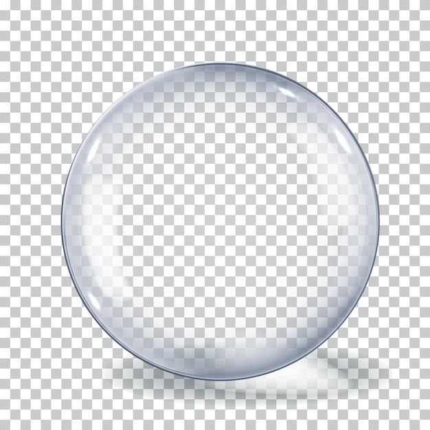 Bola esférica de vidro 3d realista sobre fundo claro