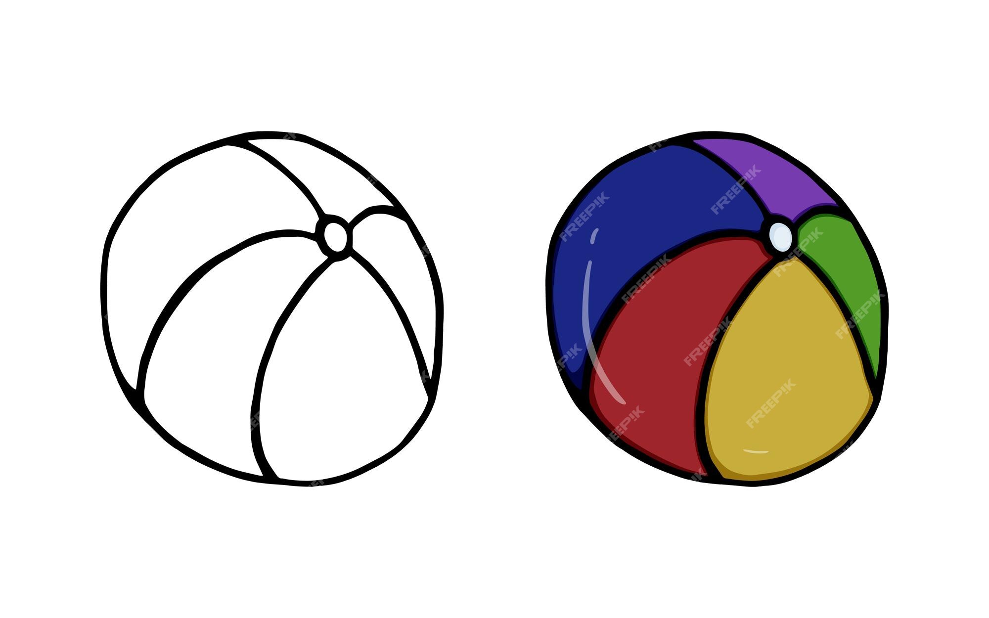 Um ícone de esboço desenhado de mão de bola de praia de brinquedo. bola  inflável para ilustração de desenho vetorial de jogo ativo ao ar livre para  impressão, web, mobile e infográficos