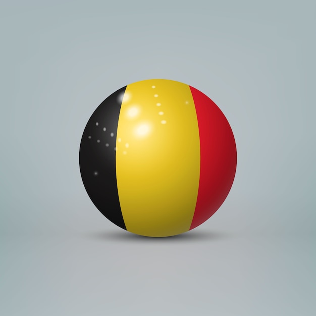 Vetor bola ou esfera de plástico brilhante 3d realista com bandeira da bélgica