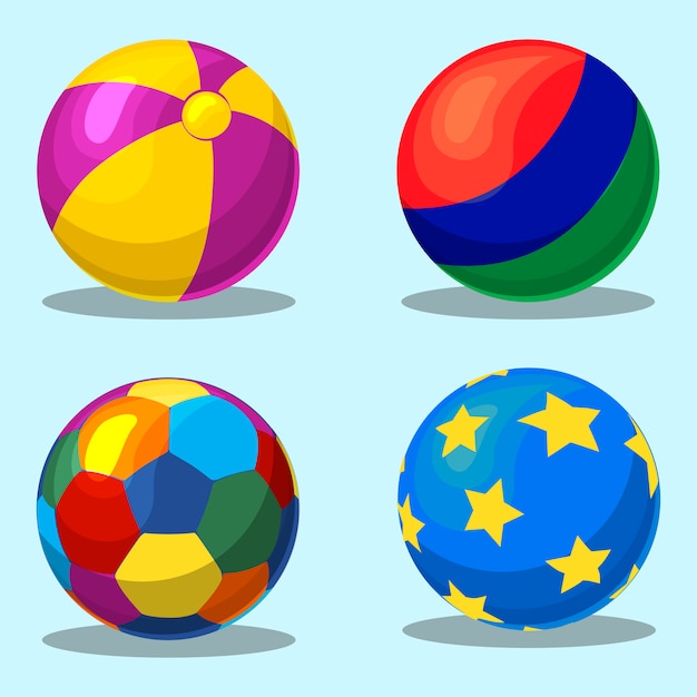 Bolas Coloridas Isoladas No Fundo Branco. Bolas Brilhantes De Plástico  Infantil Em Cores Diferentes. Elemento Do Jogo Para O Campo De Jogos.  Ilustração Do Vetor. Ilustraciones svg, vectoriales, clip art vectorizado  libre