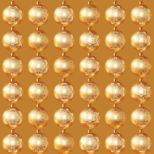 Bolas de árvore de natal com padrão dourado - modelos sem costura bolas de ano novo fundo de feliz ano novo