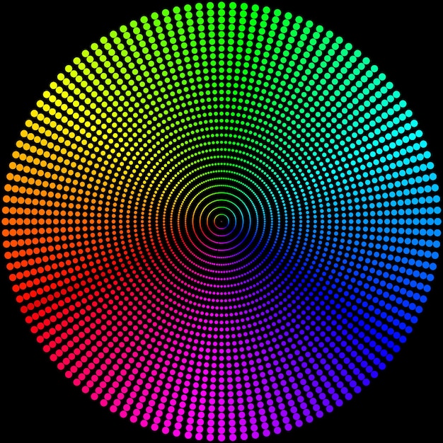 Bolas de círculos coloridos em um fundo preto