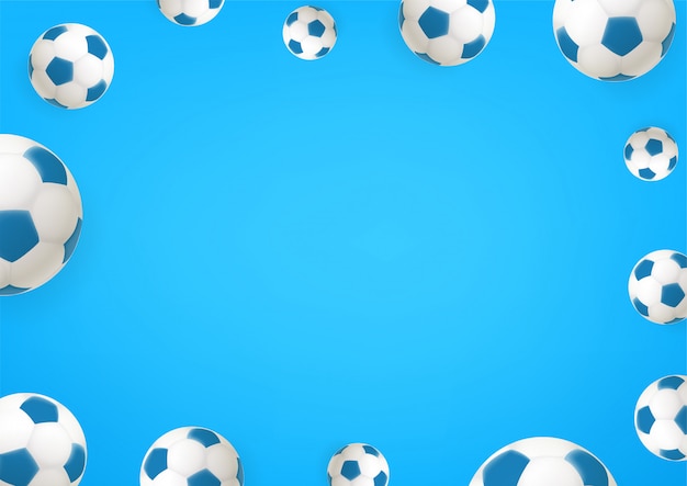 Bolas de futebol. fundo de mensagem de mídia social. copie o espaço para um texto