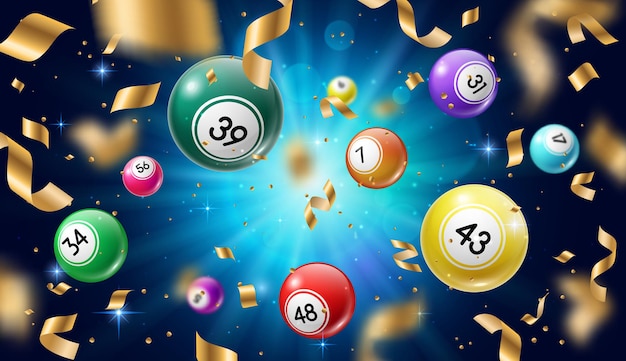 Vetor bolas de loteria 3d bingo, jogos de apostas de loteria ou keno