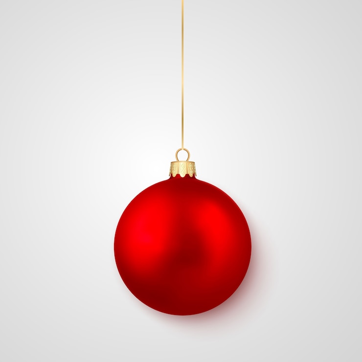 Vetor bolas de natal brilhantes vermelhas e brilhantes. bola de vidro de natal. molde da decoração do feriado.