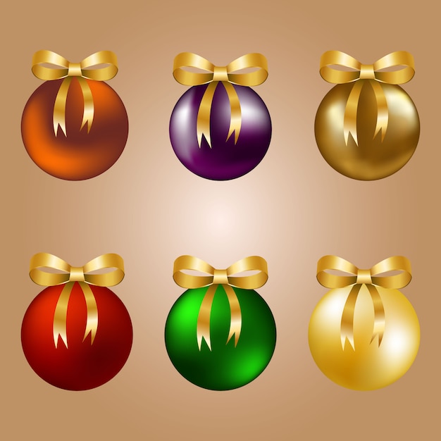 Bolas de Natal com fitas douradas