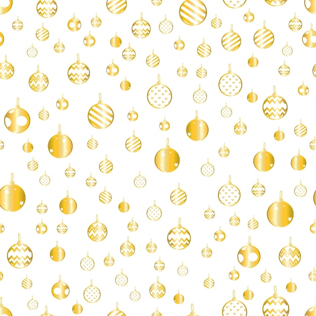 Vetor bolas de natal com padrão dourado de fundo de natal sem costura